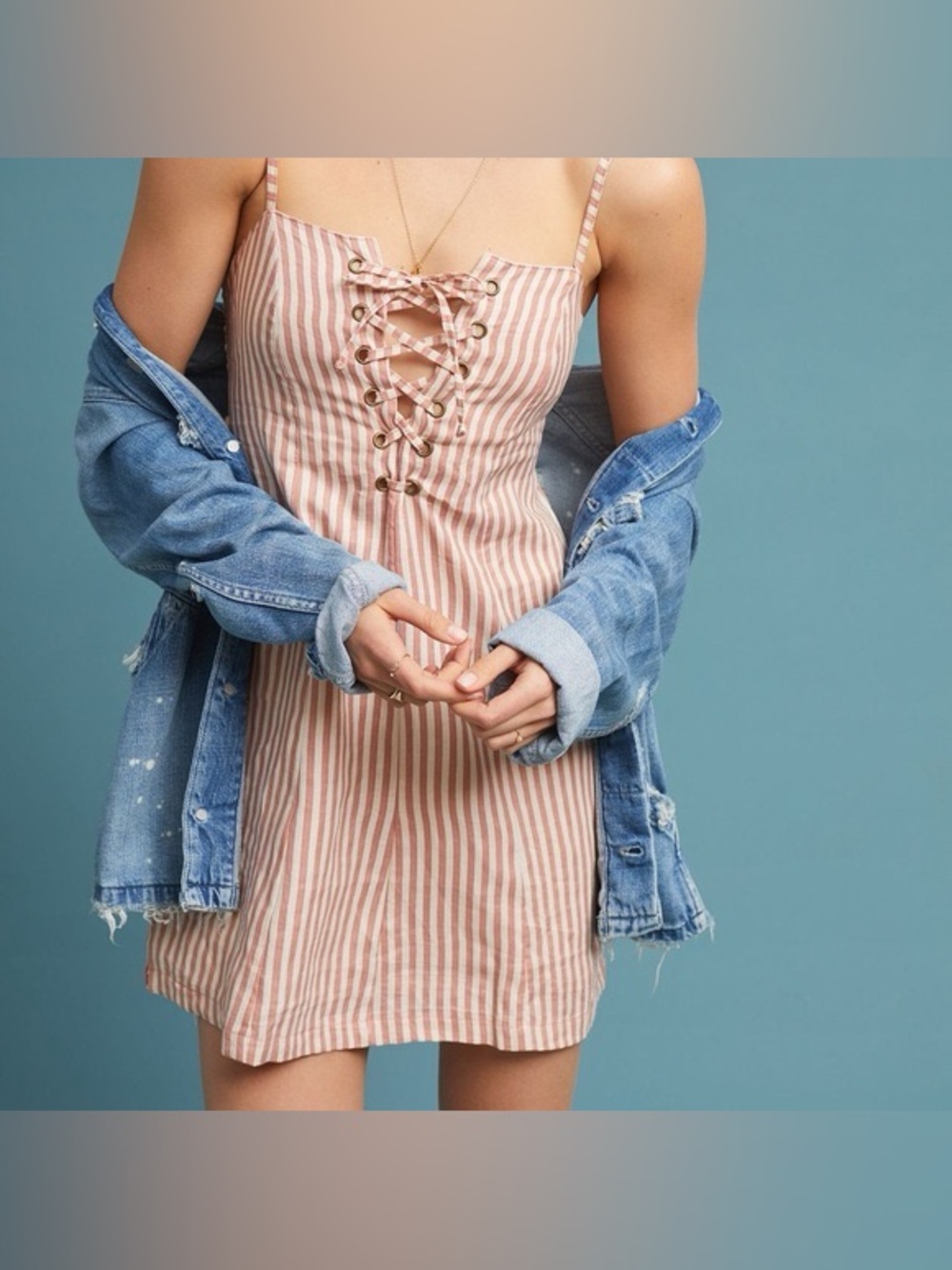 Faithfull the brand mama Mia linen lace up mini dress